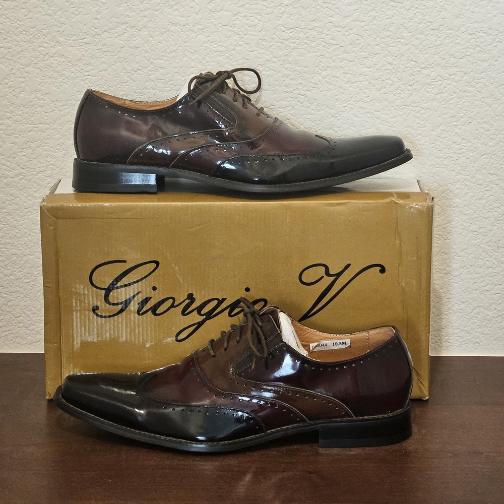Giorgio Brutini Men's Burgundy and Black Oxfords